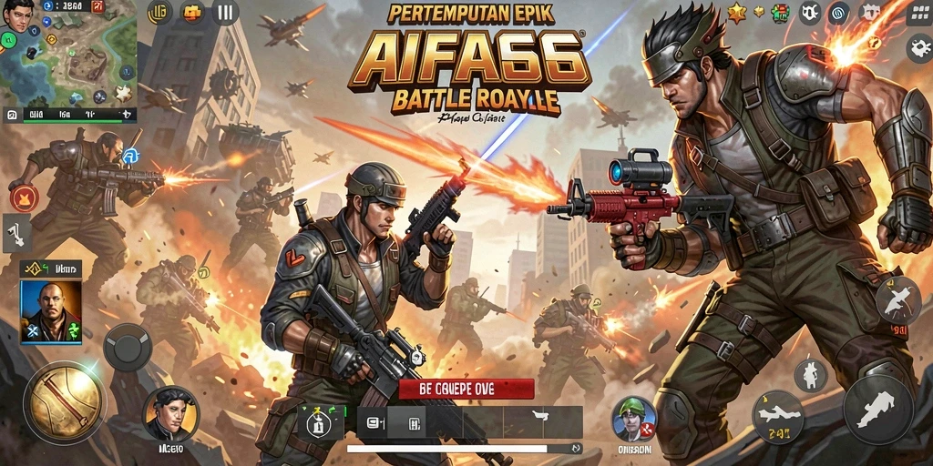 Gameplay AIFA66 yang seru dalam suasana Battle Royale.