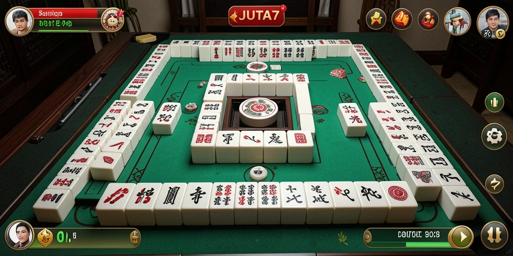 Screenshot utama JUTA7 menampilkan gameplay Mahjong yang seru.