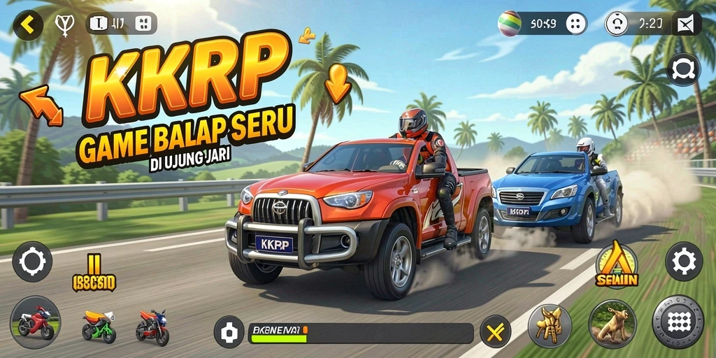Tangkapan layar menampilkan aksi balap mendebarkan di KKRP.