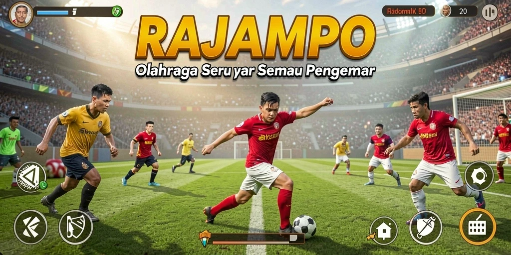 Tampilan gameplay menarik dari RAJAMPO yang menampilkan berbagai olahraga.