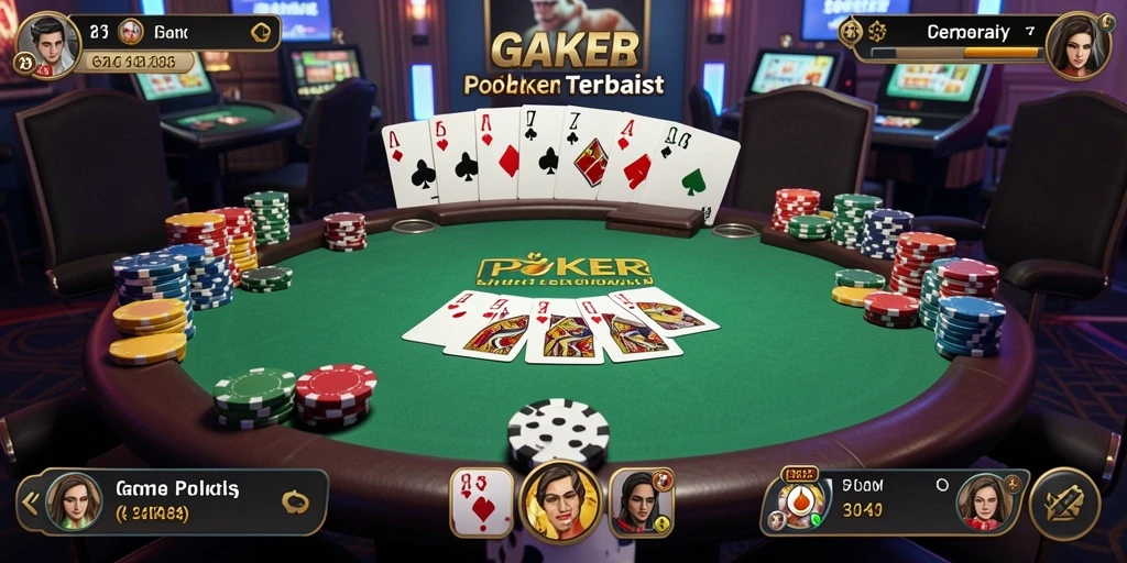 Screenshot gameplay RR44 yang menunjukkan aksi poker mendebarkan.