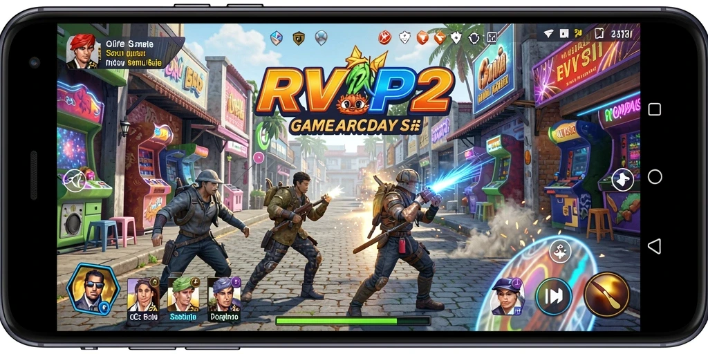 Tangkapan layar menunjukkan gameplay RVIP2 yang dinamis dan penuh warna.