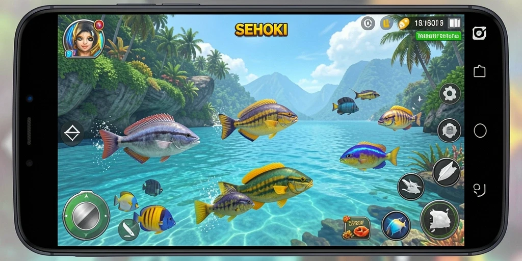 Tangkapan layar mendebarkan dari permainan Tembak Ikan SEHOKI.